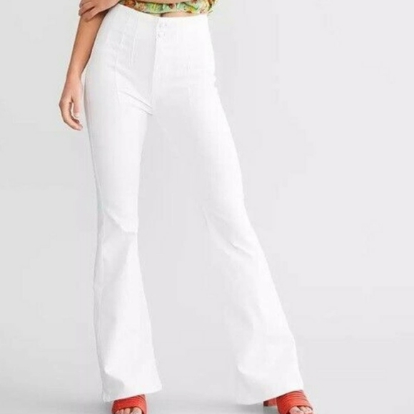 Free People Jayde Flare Jeans High Rise in Pure White - Picture 1 of 6